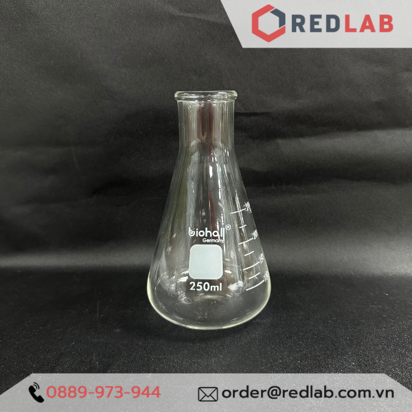 Bình tam giác miệng hẹp BIOHALL 125 150 250 300 500 1000 ml, bình nón - bình erlen MH, mark trắng, có VAT