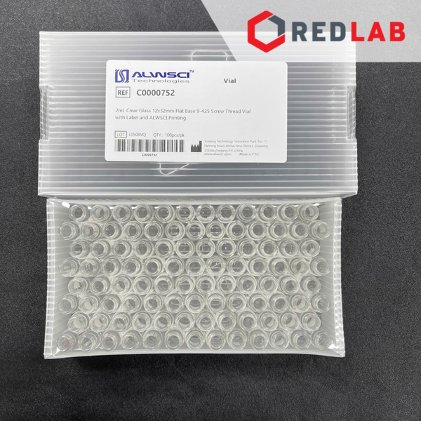 [Hộp 100 cái] Chai vial trắng / nâu 2ml 9-425 ALWSCI có mark, ren vặn, dùng cho sắc ký HPLC (chưa gồm nắp), có VAT
