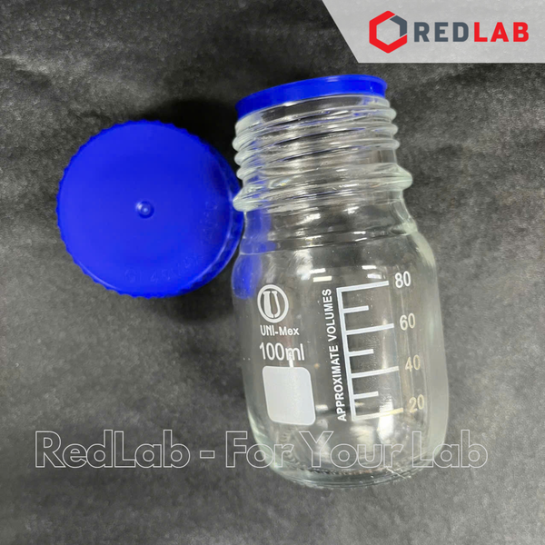 Chai trắng Eco nắp vặn xanh ONELAB 100 250 500 1000 ml - GL45, chai thuỷ tinh soda-lime, đựng mẫu thí nghiệm, có VAT