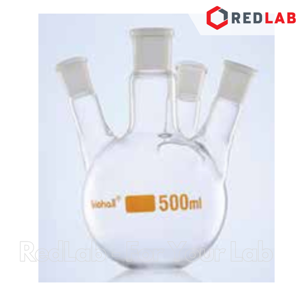 Bình cầu đáy tròn 4 cổ nhám BIOHALL 250 500 1000 ml 2L 5L 10L 20L - 19/26 24/29 29/32 34/35 45/40 55/44, có VAT