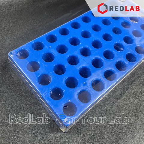 Giá đỡ 50 vị trí cho chai vial 4ml RV002 nhựa PP xanh, có VAT