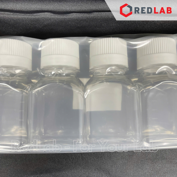 Chai nhựa PET dạng vuông NEST 60 125 250 500 ml, Bulk sterile gói 6 / 8 cái, chia vạch nổi trắng, có VAT