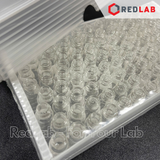 Lọ đựng mẫu sắc ký vial 2ml 9-425 MEMBRANE SOLUTIONS trắng / nâu, Nắp vặn xanh có lỗ / septa xẻ rãnh / nắp kín, có VAT
