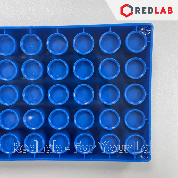 Giá đỡ 50 vị trí cho chai vial 2ml HPLC, ALWSCI C0000094 / C0001265 nhựa PP xanh, 10x19cm, lỗ 12mm sâu 16mm, có VAT