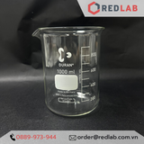 Cốc đốt thủy tinh thấp thành DURAN Class A 50 100 150 250 400 600 800 ml, 1 2 3 5 L, beaker có mỏ chịu nhiệt, có VAT
