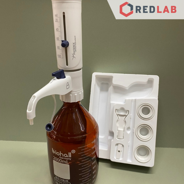 Dispenser mate pro PHOENIX Instrument 0.5-5, 1-10, 2.5-25, 5-50, 10-100 ml hấp tiệt trùng 121°C, kháng hóa chất, có VAT