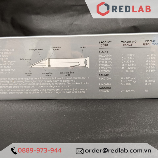 Khúc xạ kế đo độ ngọt 0-32% Brix TRANS Instruments - Singapore RBX0032 ATC, đo độ đường dung dịch, trái cây, có VAT