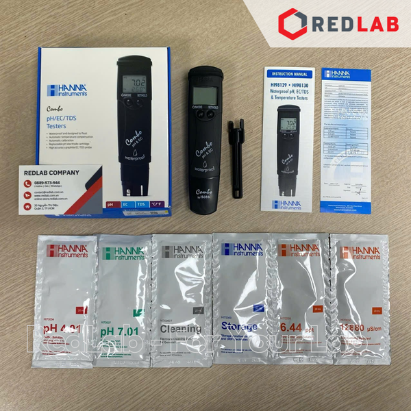 Bút đo pH/Độ dẫn/TDS/Nhiệt Độ thang cao cầm tay Hanna HI98130, giá tốt, có VAT