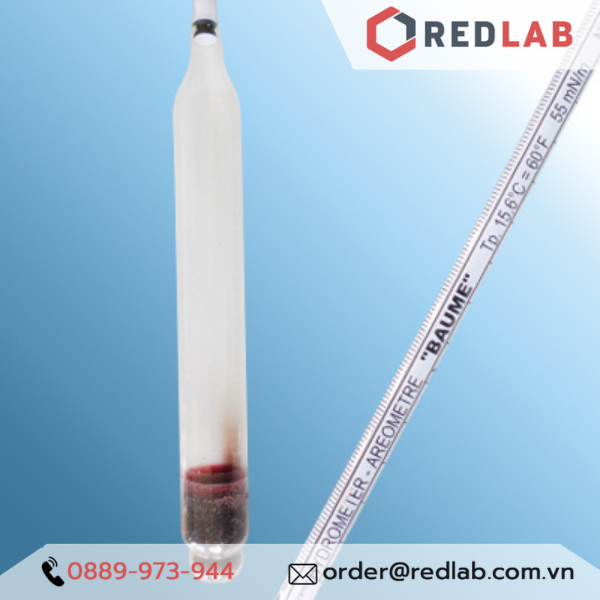 Baume kế 15-30 : 0.1°Bé Tp 15°C ALLA 0160FG030/15-QP baumé hydrometer, có VAT