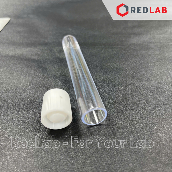 [Gói 150 cái] Ống nghiệm nhựa Khải Vân 16x100mm 10ml có Nắp Chụp (mới), không nhãn, có VAT