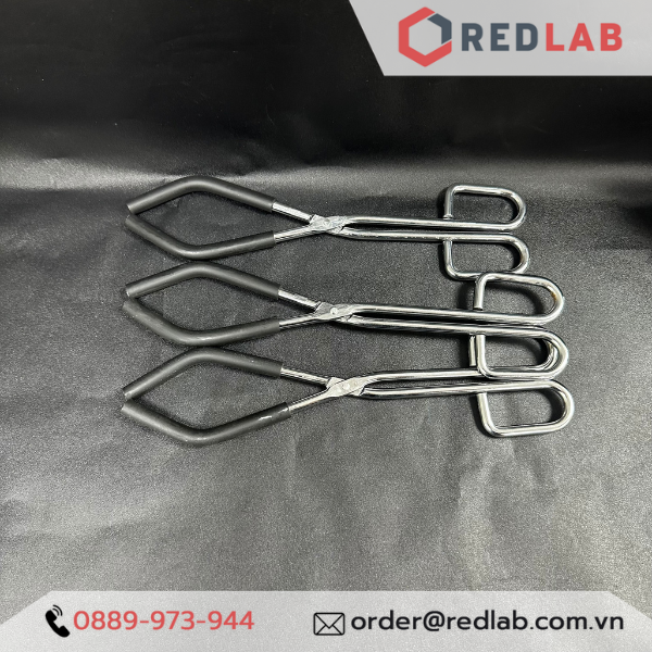 Kẹp cốc đốt ONELAB dài 26cm, khẩu độ 4-11cm, inox bọc nhựa chống trượt, kẹp beaker, chén nung thí nghiệm, có VAT