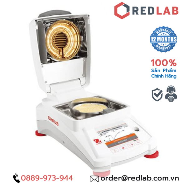 Cân sấy ẩm (xác định độ ẩm) 120g / 0.001g / 0.015% / max 230°C OHAUS MB120, màn hình màu cảm ứng, có VAT