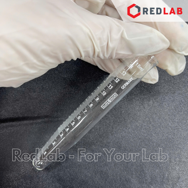 Ống ly tâm thủy tinh 15ml MARIENFELD Đức 3900022, đường kính 16.5mm dài 113mm glass centrifuge tube, có VAT