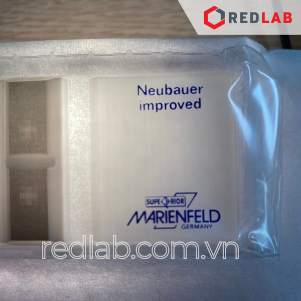 Buồng đếm tế bào thủy tinh Neubauer improved (cải tiến) tráng bạc (bright line) MARIENFELD Đức 0610030, có VAT