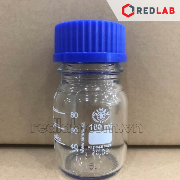 Chai trung tính trắng SIMAX Class A 50 100 150 250 500 ml, 1 2 5 10 20 L nắp vặn PP xanh GL 32 45, có VAT