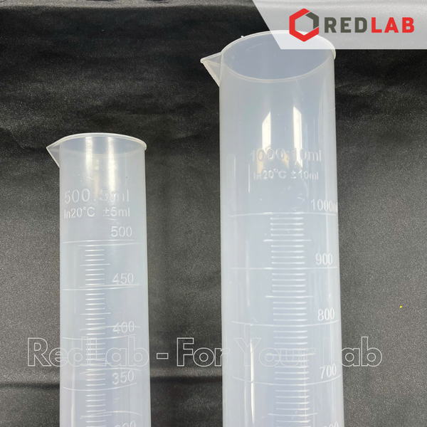 Ống đong nhựa PP vạch nổi trắng ONELAB 10 25 50 100 250 500 1000 2000 ml, đáy lục giác, chịu nhiệt, có VAT