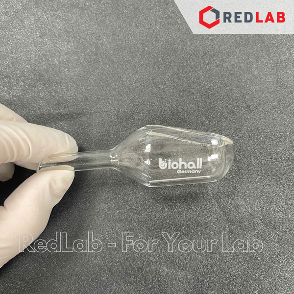 Thìa cân thủy tinh BIOHALL 3 6 10 ml (weighing scoops with open tubular arm) thủy tinh boro 3.3, có VAT