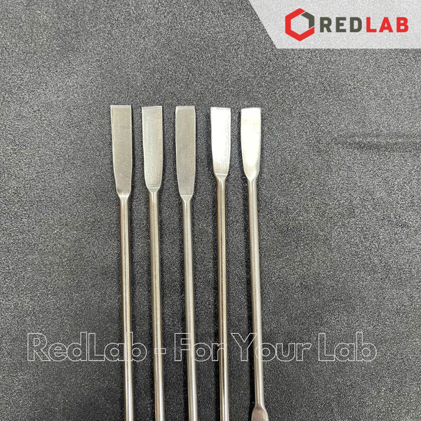 Thìa xúc hóa chất scraper 2 đầu dẹt inox ONELAB 12.5 15 18 20 23 cm, thìa cân, muỗng múc mẫu thí nghiệm, có VAT
