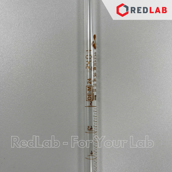 Pipet thẳng vạch nâu 5 ml, Class AS type 2, dung tích trên đỉnh DURAN Đức 233472308, ống hút thủy tinh thí nghiệm, có VAT