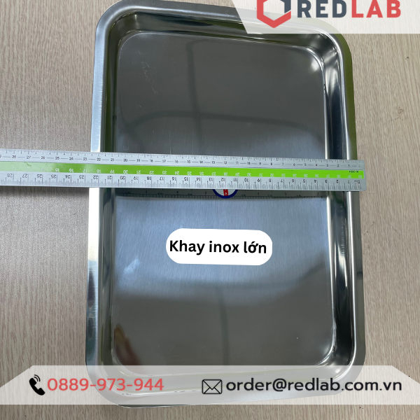 Khay inox chữ nhật 17*22*2cm, 22*32*2cm, khây đựng dụng cụ thí nghiệm, có VAT
