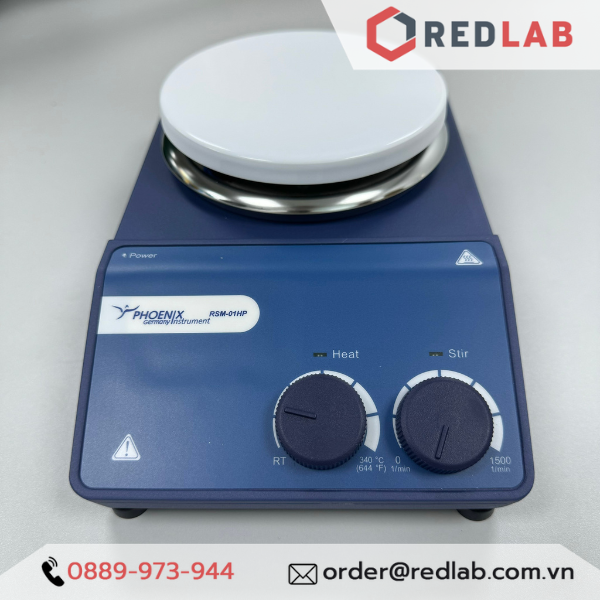 Máy khuấy từ gia nhiệt PHOENIX Instrument RSM-01HP, tốc độ 1500 rpm, nhiệt độ 340 °C, đĩa Ø 135mm, có VAT