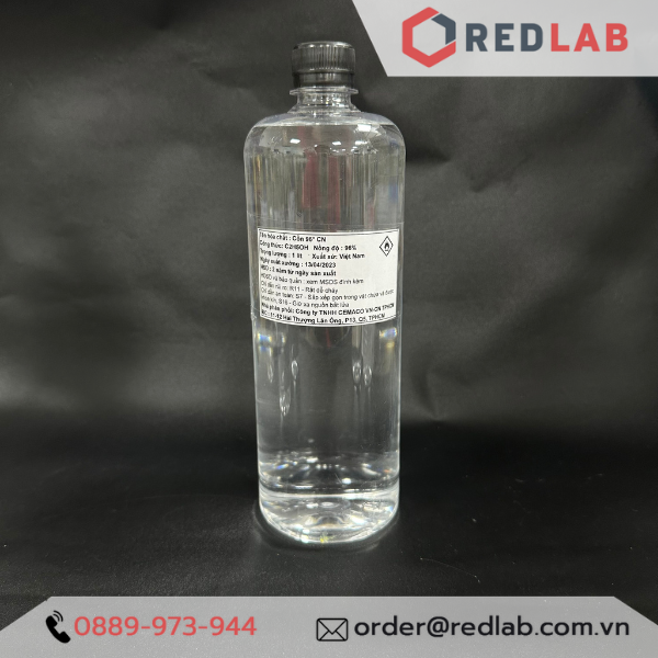 Cồn 70 độ, 90 độ, 96 độ (chai 1 lít) hãng CEMACO Việt Nam, 70% 90% 96% Ethanol, có VAT
