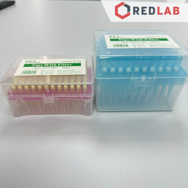 Hộp microtips (đầu típ) micropipet có Lọc 200µl 1000µl tiệt trùng EO, hãng PT Medical, gồm giá đựng, có VAT