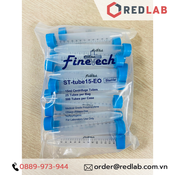 [Thùng 500 cái] Ống ly tâm nhựa falcon 15ml Không tiệt trùng và Tiệt trùng hãng Finetech, giá tốt, có VAT