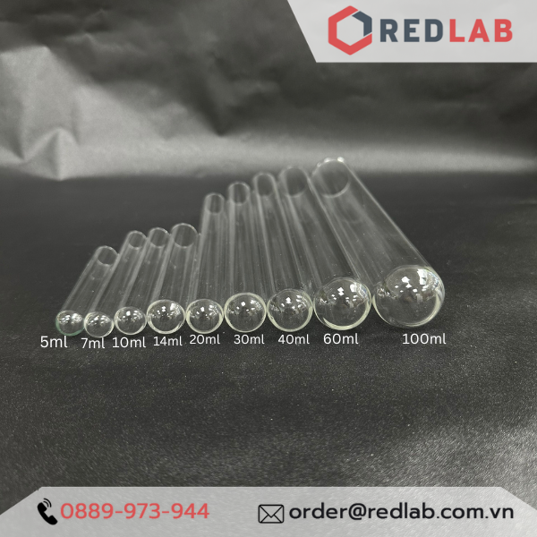 Ống nghiệm trơn không vành ONELAB Ø 12 13 16 18 20 25 30 mm, thuỷ tinh boro 3.3 chịu nhiệt, có VAT