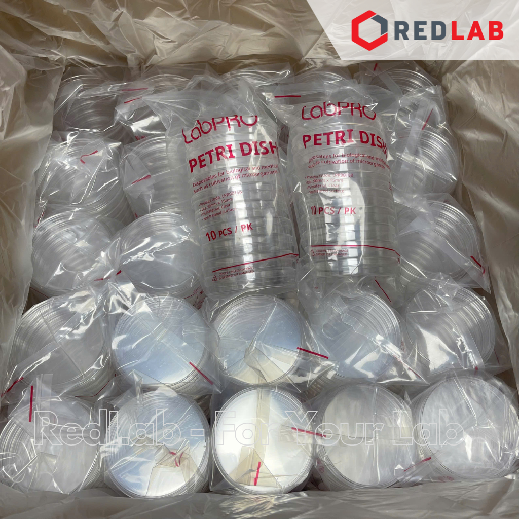 [Thùng 500 cái Tiệt trùng] Đĩa Petri nhựa 90x15mm LPR90158 hãng LabPRO Thụy Sỹ, nặng 16g, chiếu xạ ISO 11137, có VAT