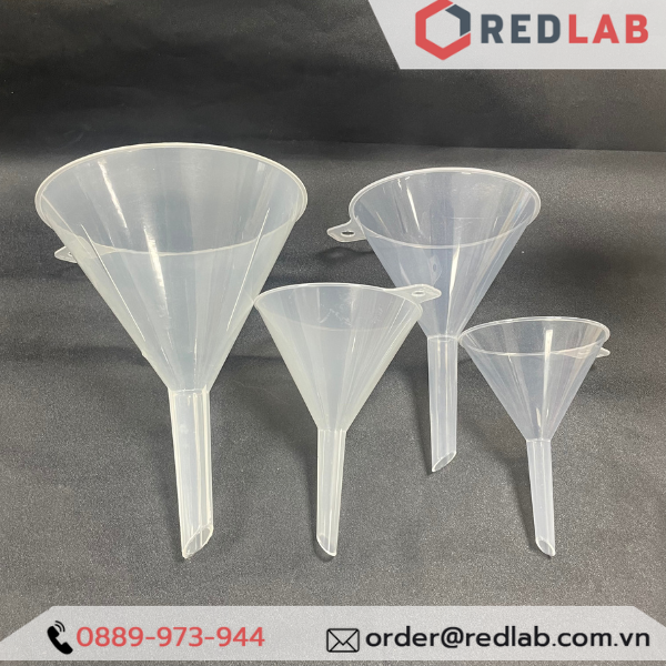 Phễu nhựa PP ONELAB Ø 40 65 75 90 100 120 150 mm, dùng chiết rót mẫu thí nghiệm, có VAT
