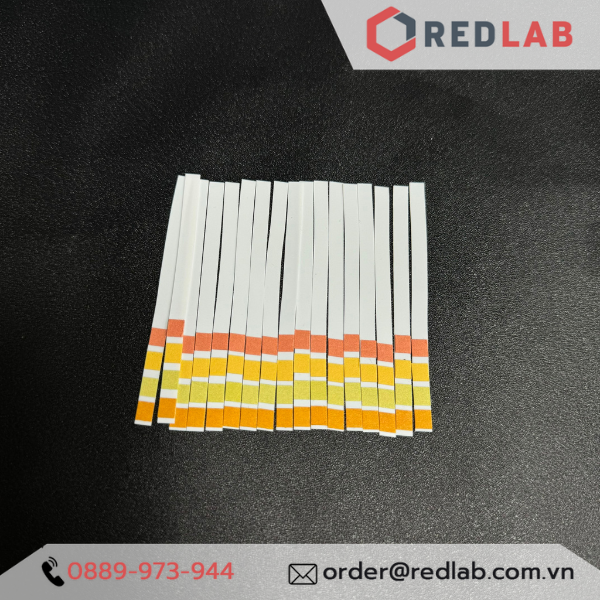 Que thử pH 0 - 14 indicator strips, chính xác cao với bảng 4 màu chuẩn cho từng độ pH, hộp 100 que test, có VAT