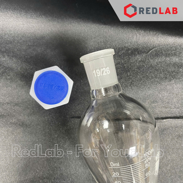 Phễu chiết quả lê BIOHALL khóa nhựa PTFE 50 100 250 500 1000 2000 ml, thủy tinh boro 3.3, vạch trắng, có VAT