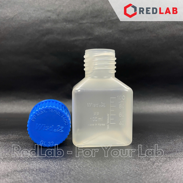 Chai nhựa PP trắng vuông WISD 100 250 500 1000 2000 ml - nắp vặn xanh GL32 GL 45, chịu nhiệt, vạch nổi, có VAT