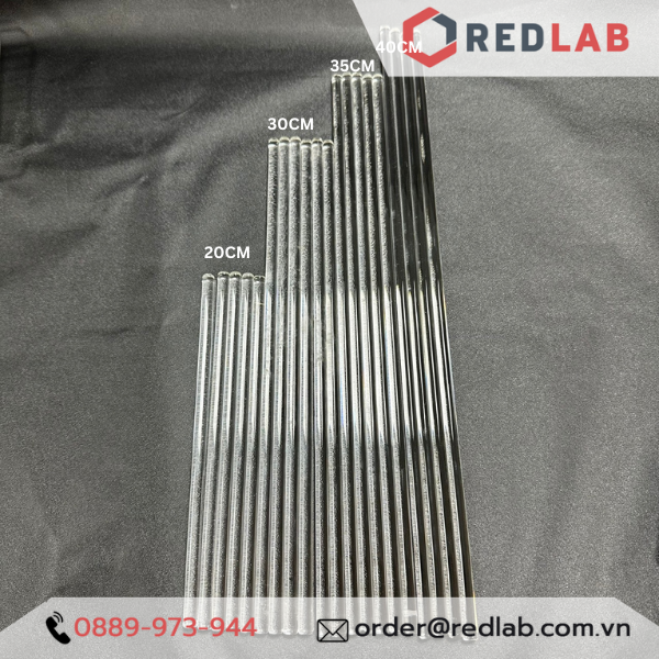 Đũa thuỷ tinh ONELAB Ø 7mm dài 20 25 30 35 40 cm, dùng khuấy mẫu thí nghiệm, mỹ phẩm, có VAT