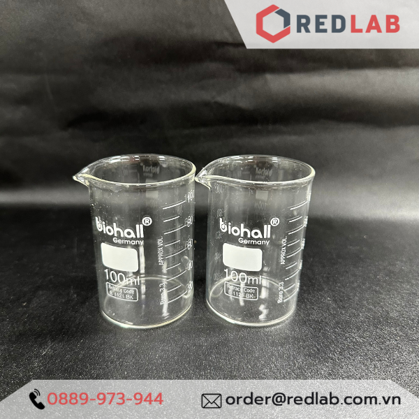Cốc đốt thuỷ tinh Thấp thành BIOHALL 5 10 25 50 100 150 200 250 400 500 600 800 1000 ml 2L 3L 5L 10L, beaker có mỏ chịu nhiệt, có VAT