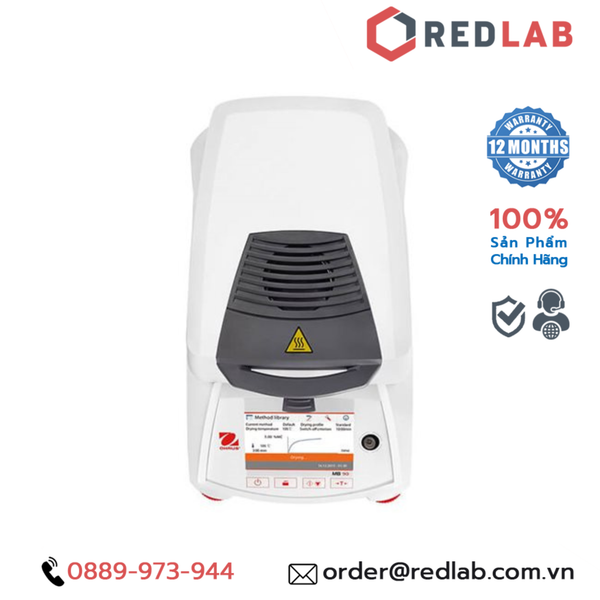 Cân sấy ẩm (xác định độ ẩm) 90g / 0.001g / 0.02% / max 200°C OHAUS MB90, màn hình màu cảm ứng, có VAT