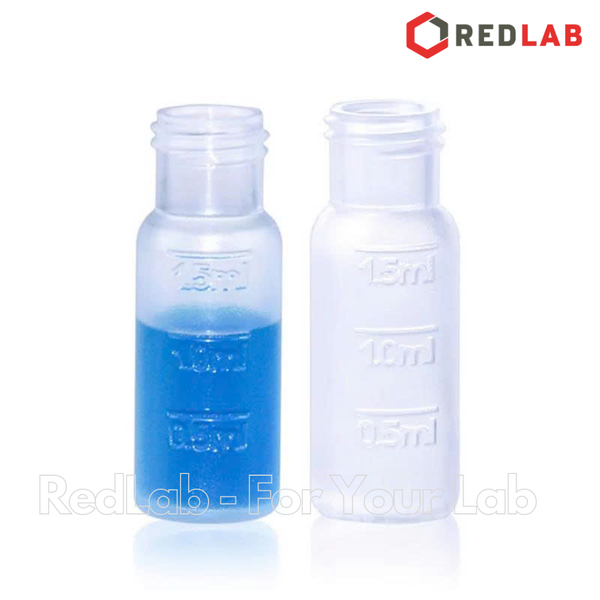 [Hộp 100 cái] Chai vial nhựa PP trắng 2ml 9-425 ALWSCI C0000410 có vạch, ren vặn, cho sắc ký HPLC (chưa gồm nắp) có VAT