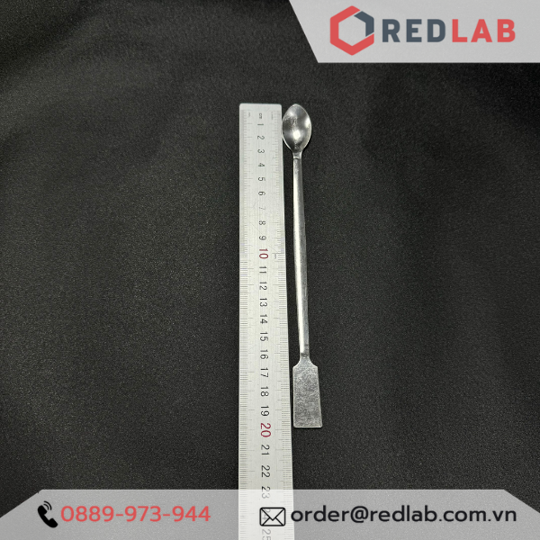 Thìa xúc hóa chất 1 đầu dẹt 1 đầu tròn inox ONELAB 15 17.5 20 23 cm, thìa cân, muỗng múc mẫu thí nghiệm, có VAT