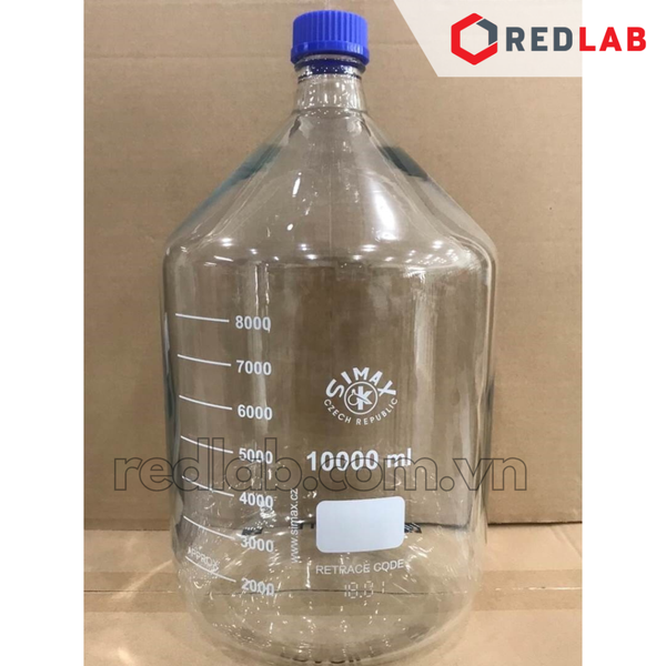 Chai trung tính trắng SIMAX Class A 50 100 150 250 500 ml, 1 2 5 10 20 L nắp vặn PP xanh GL 32 45, có VAT