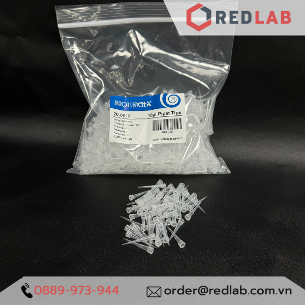 [Gói 1000 cái] Microtips (đầu típ - côn) trắng 10ul, Biologix 20-0010, không RNase & Dnase, endotoxin, có VAT