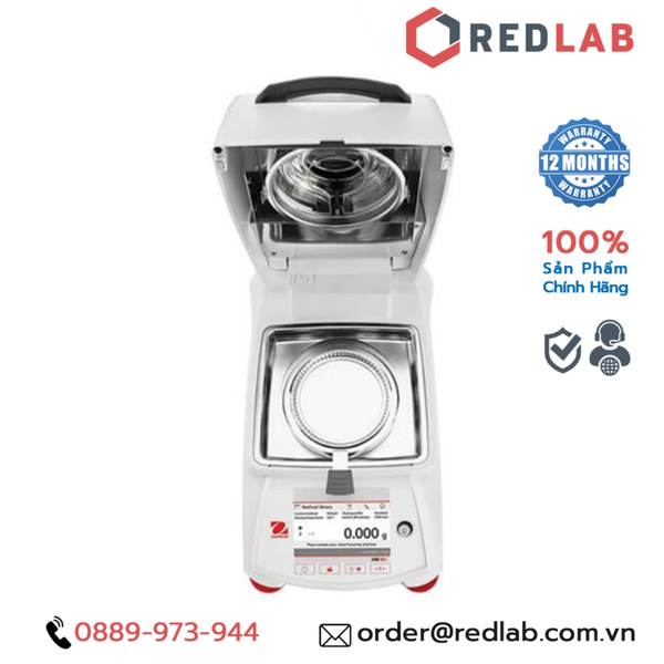 Cân sấy ẩm (xác định độ ẩm) 90g / 0.001g / 0.02% / max 200°C OHAUS MB90, màn hình màu cảm ứng, có VAT