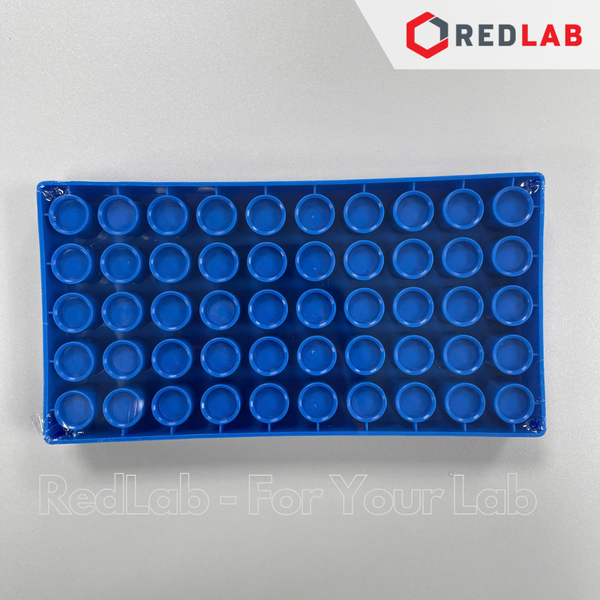 Giá đỡ 50 vị trí cho chai vial 2ml HPLC, ALWSCI C0000094 / C0001265 nhựa PP xanh, 10x19cm, lỗ 12mm sâu 16mm, có VAT