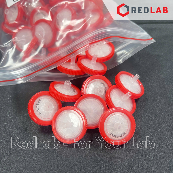 [Gói 100 cái] Đầu lọc PTFE kị nước hydrophobic Syringe filter ALAIN 13mm / 25mm, lỗ lọc 0.22um / 0 45um, HPLC, có VAT