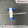 Buret trắng Eco khoá nhựa PTFE ONELAB10 25 50ml, burette thủy tinh chia vạch cho thí nghiệm chuẩn độ, có VAT