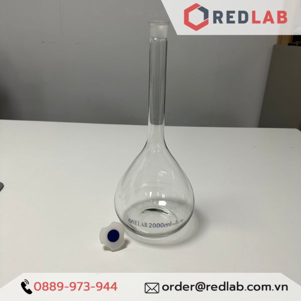 Bình định mức trắng nút nhựa ONELAB 10 20 25 50 100 200 250 500 1000 2000 ml, dùng định mức mẫu thí nghiệm, có VAT