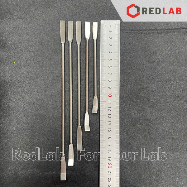 Thìa xúc hóa chất scraper 2 đầu dẹt inox ONELAB 12.5 15 18 20 23 cm, thìa cân, muỗng múc mẫu thí nghiệm, có VAT