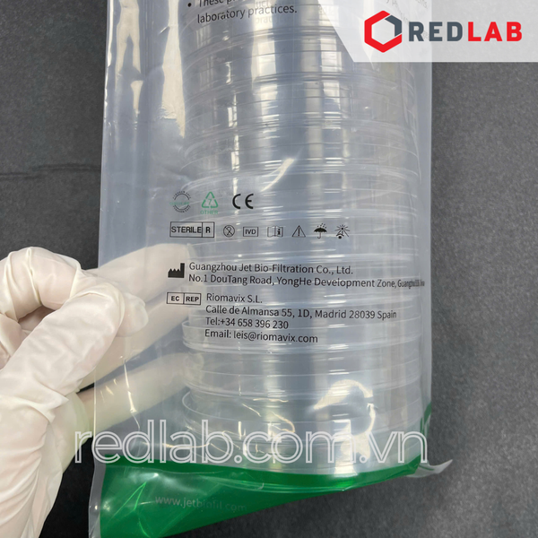 [Thùng 500 cái Tiệt trùng] Đĩa Petri nhựa 90x15mm MCD110090 hãng JET Biofil, gói 20 cái, có VAT