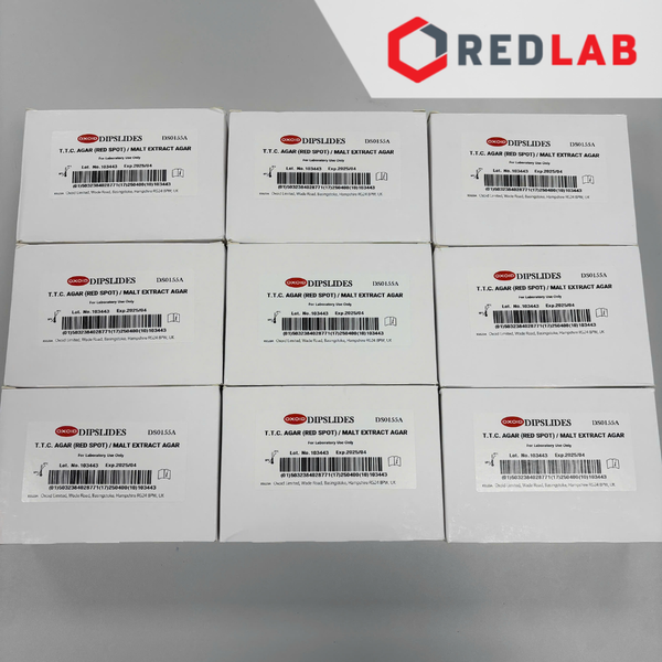 [Hộp 10 ống] Môi trường TTC & malt extract flexi slide OXOID DS0155A, 2 mặt Dip-slides Industrial (Red spot), có VAT