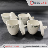 Chén nung sứ có nắp ONELAB Ø 30 40 50 100 200 300 ml, chịu nhiệt, dùng nung đốt mẫu thí nghiệm, có VAT
